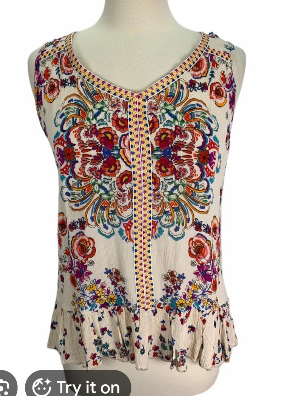 Bila cream sleeveless peplum tank top